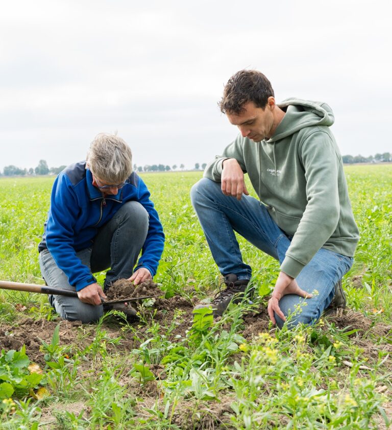 Boeren bekijken de bodem